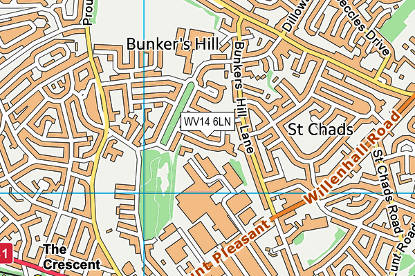WV14 6LN map - OS VectorMap District (Ordnance Survey)