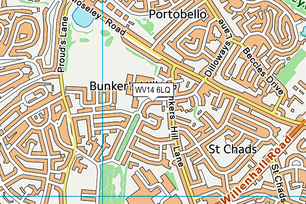 WV14 6LQ map - OS VectorMap District (Ordnance Survey)