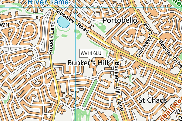 Moseley Park School Sports Centre map (WV14 6LU) - OS VectorMap District (Ordnance Survey)