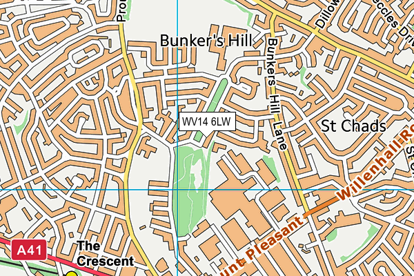 WV14 6LW map - OS VectorMap District (Ordnance Survey)