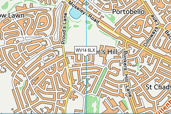 WV14 6LX map - OS VectorMap District (Ordnance Survey)
