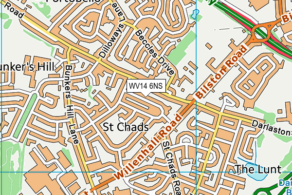 WV14 6NS map - OS VectorMap District (Ordnance Survey)