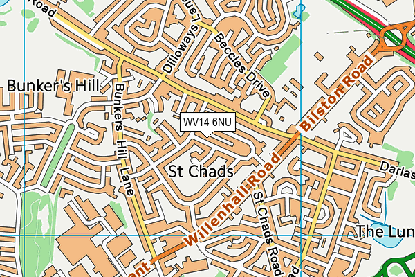 WV14 6NU map - OS VectorMap District (Ordnance Survey)