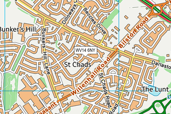 WV14 6NY map - OS VectorMap District (Ordnance Survey)