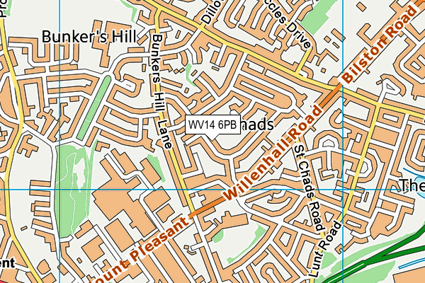 WV14 6PB map - OS VectorMap District (Ordnance Survey)