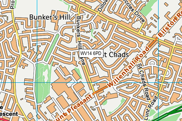 WV14 6PD map - OS VectorMap District (Ordnance Survey)