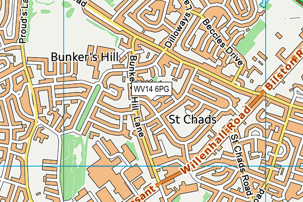 WV14 6PG map - OS VectorMap District (Ordnance Survey)