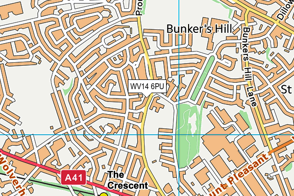 WV14 6PU map - OS VectorMap District (Ordnance Survey)