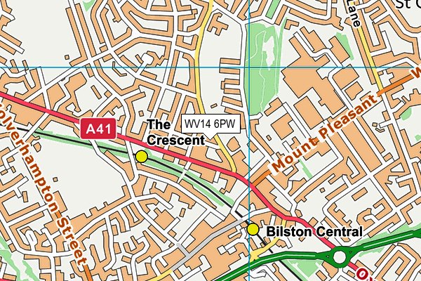 Bilston Leisure Centre (Closed) map (WV14 6PW) - OS VectorMap District (Ordnance Survey)