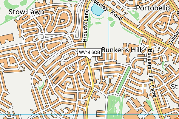 WV14 6QB map - OS VectorMap District (Ordnance Survey)