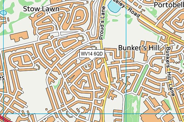 WV14 6QD map - OS VectorMap District (Ordnance Survey)