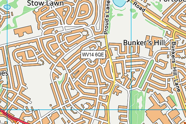 WV14 6QE map - OS VectorMap District (Ordnance Survey)
