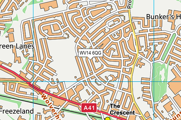 WV14 6QG map - OS VectorMap District (Ordnance Survey)