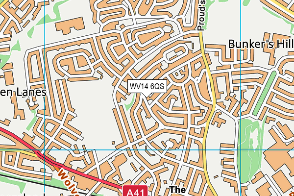 WV14 6QS map - OS VectorMap District (Ordnance Survey)