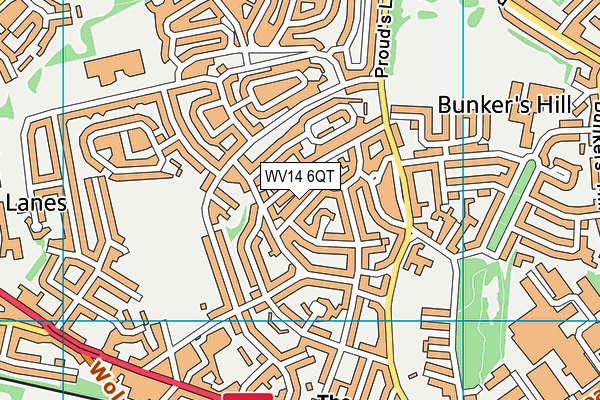 WV14 6QT map - OS VectorMap District (Ordnance Survey)