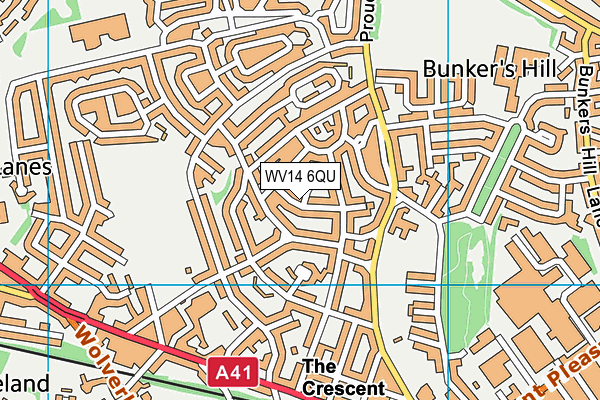 WV14 6QU map - OS VectorMap District (Ordnance Survey)