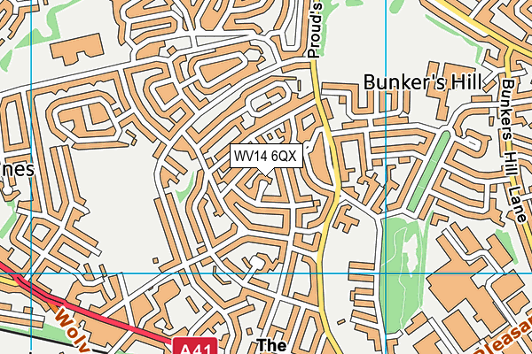 WV14 6QX map - OS VectorMap District (Ordnance Survey)