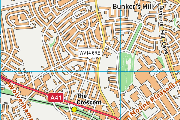 WV14 6RE map - OS VectorMap District (Ordnance Survey)
