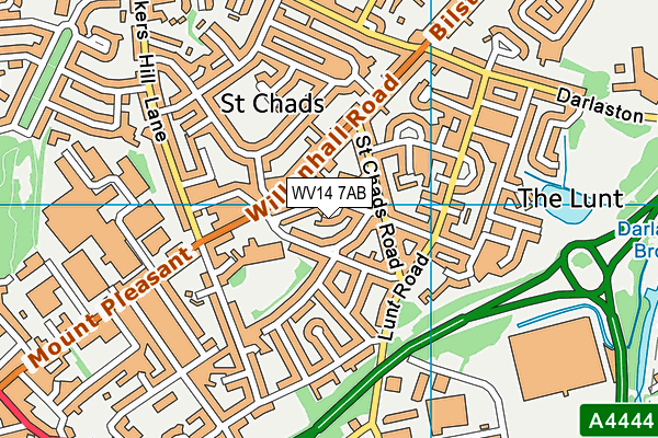 WV14 7AB map - OS VectorMap District (Ordnance Survey)