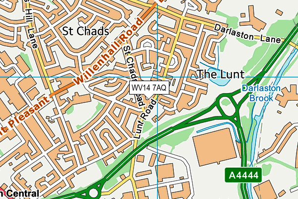 WV14 7AQ map - OS VectorMap District (Ordnance Survey)