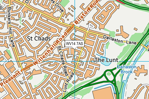 WV14 7AS map - OS VectorMap District (Ordnance Survey)