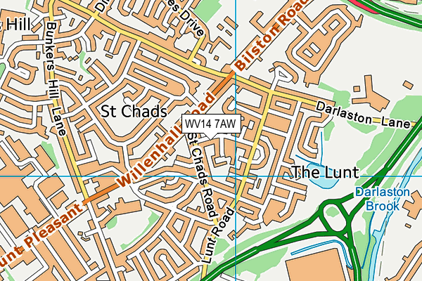 WV14 7AW map - OS VectorMap District (Ordnance Survey)