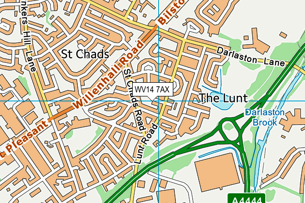 WV14 7AX map - OS VectorMap District (Ordnance Survey)