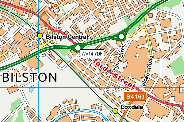 WV14 7DF map - OS VectorMap District (Ordnance Survey)