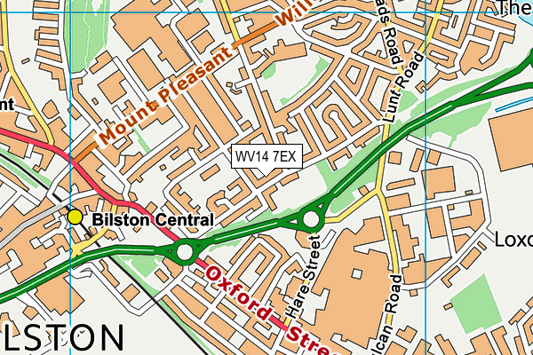 Bilston Town Fc map (WV14 7EX) - OS VectorMap District (Ordnance Survey)