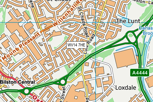 WV14 7HE map - OS VectorMap District (Ordnance Survey)