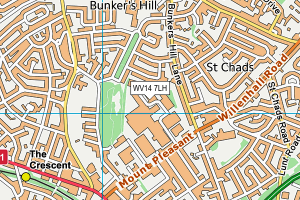 WV14 7LH map - OS VectorMap District (Ordnance Survey)