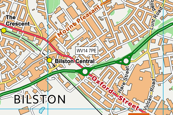 WV14 7PE map - OS VectorMap District (Ordnance Survey)