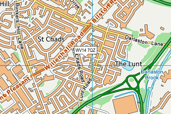 WV14 7QZ map - OS VectorMap District (Ordnance Survey)