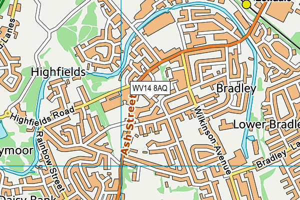 WV14 8AQ map - OS VectorMap District (Ordnance Survey)