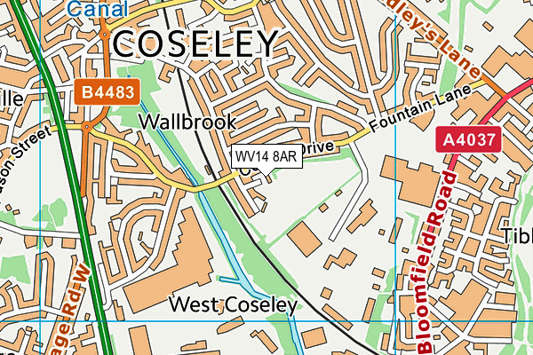 WV14 8AR map - OS VectorMap District (Ordnance Survey)