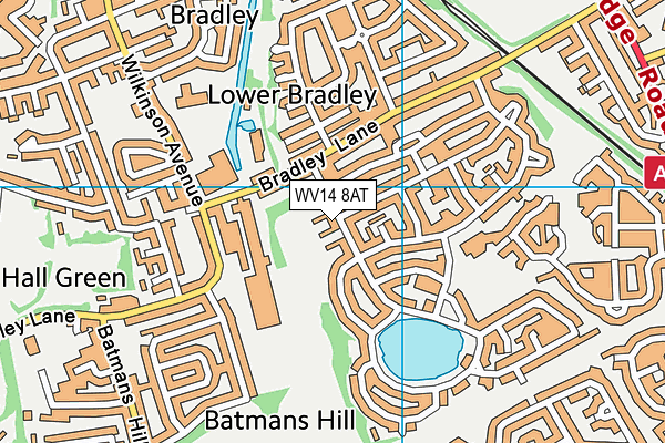 WV14 8AT map - OS VectorMap District (Ordnance Survey)
