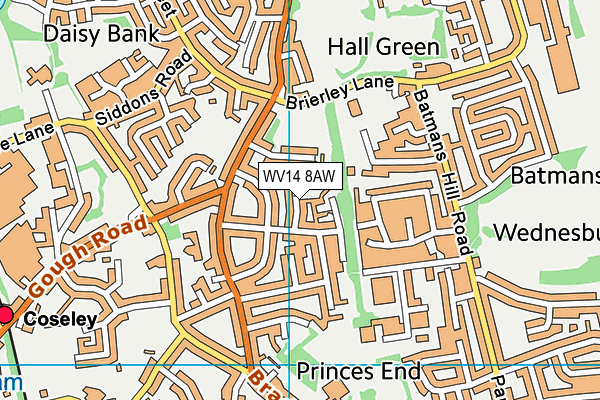 WV14 8AW map - OS VectorMap District (Ordnance Survey)