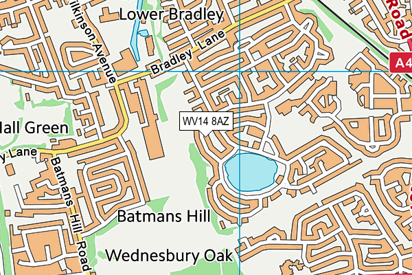 WV14 8AZ map - OS VectorMap District (Ordnance Survey)