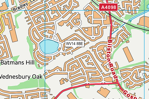 WV14 8BE map - OS VectorMap District (Ordnance Survey)