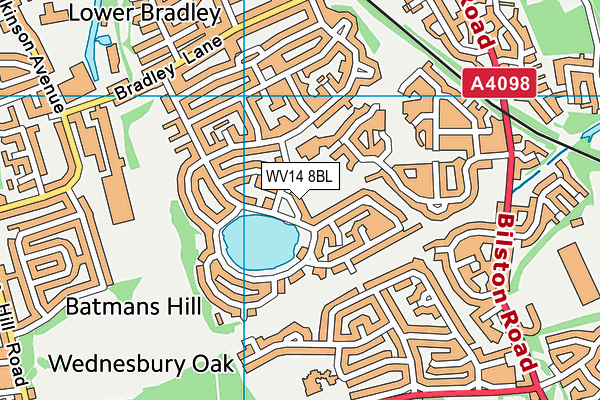 WV14 8BL map - OS VectorMap District (Ordnance Survey)