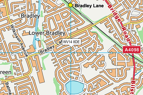 WV14 8DE map - OS VectorMap District (Ordnance Survey)