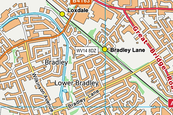 WV14 8DZ map - OS VectorMap District (Ordnance Survey)