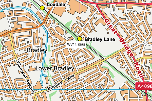 WV14 8EG map - OS VectorMap District (Ordnance Survey)