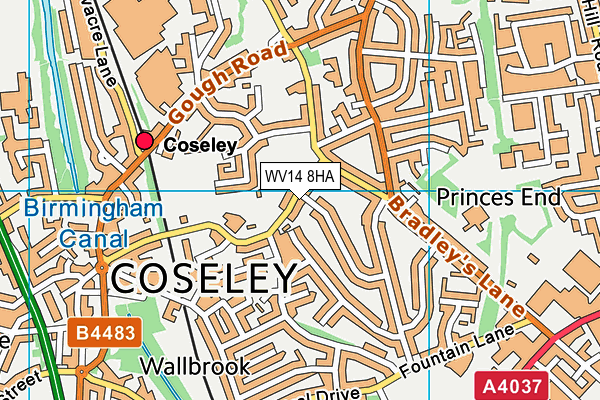 Coseley Swimming Pool (Closed) map (WV14 8HA) - OS VectorMap District (Ordnance Survey)