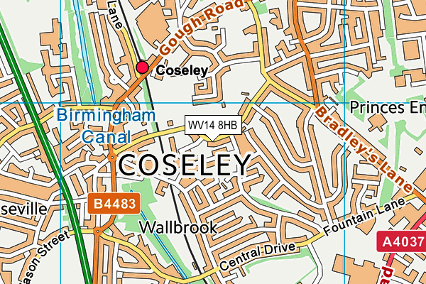 WV14 8HB map - OS VectorMap District (Ordnance Survey)