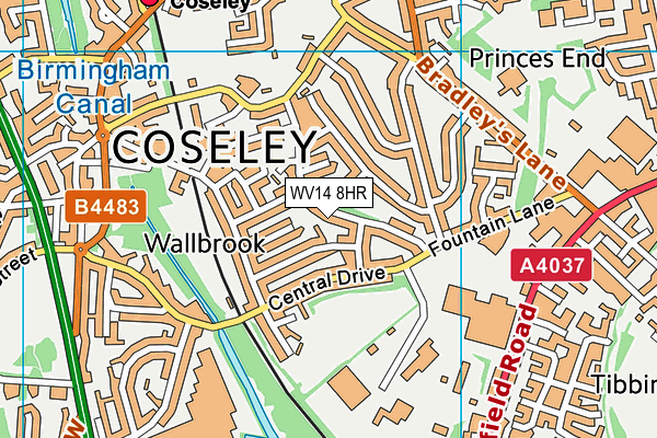 WV14 8HR map - OS VectorMap District (Ordnance Survey)