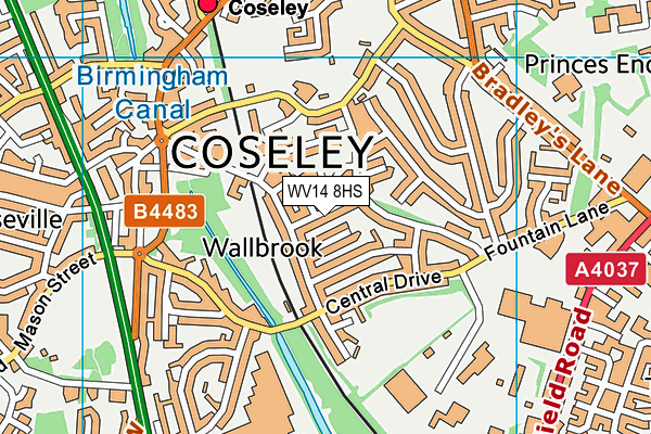 WV14 8HS map - OS VectorMap District (Ordnance Survey)