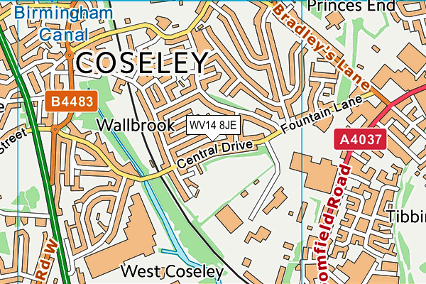 WV14 8JE map - OS VectorMap District (Ordnance Survey)