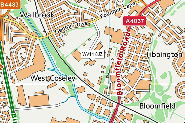 WV14 8JZ map - OS VectorMap District (Ordnance Survey)