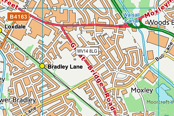Moxley Road Playing Fields map (WV14 8LG) - OS VectorMap District (Ordnance Survey)